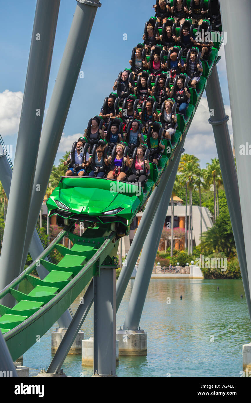 L'Incroyable Hulk Coaster. Universal Studios. Universal's Islands of Adventure. D'Orlando. La Floride. USA Banque D'Images