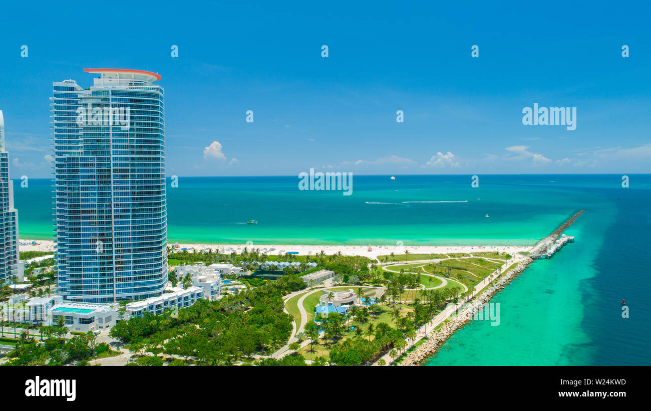 Vue aérienne ville Miami Beach. South Beach. La Floride. USA. Banque D'Images