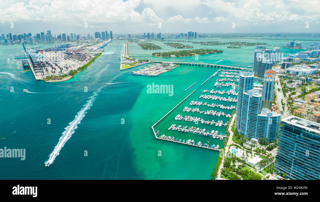 Vue aérienne ville Miami Beach. South Beach. La Floride. USA. Banque D'Images