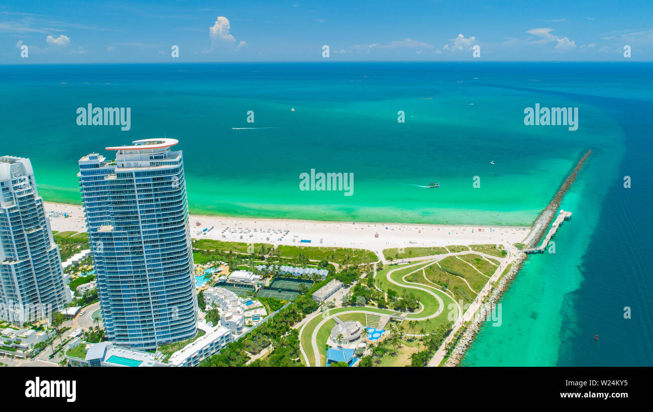 Vue aérienne ville Miami Beach. South Beach. La Floride. USA. Banque D'Images