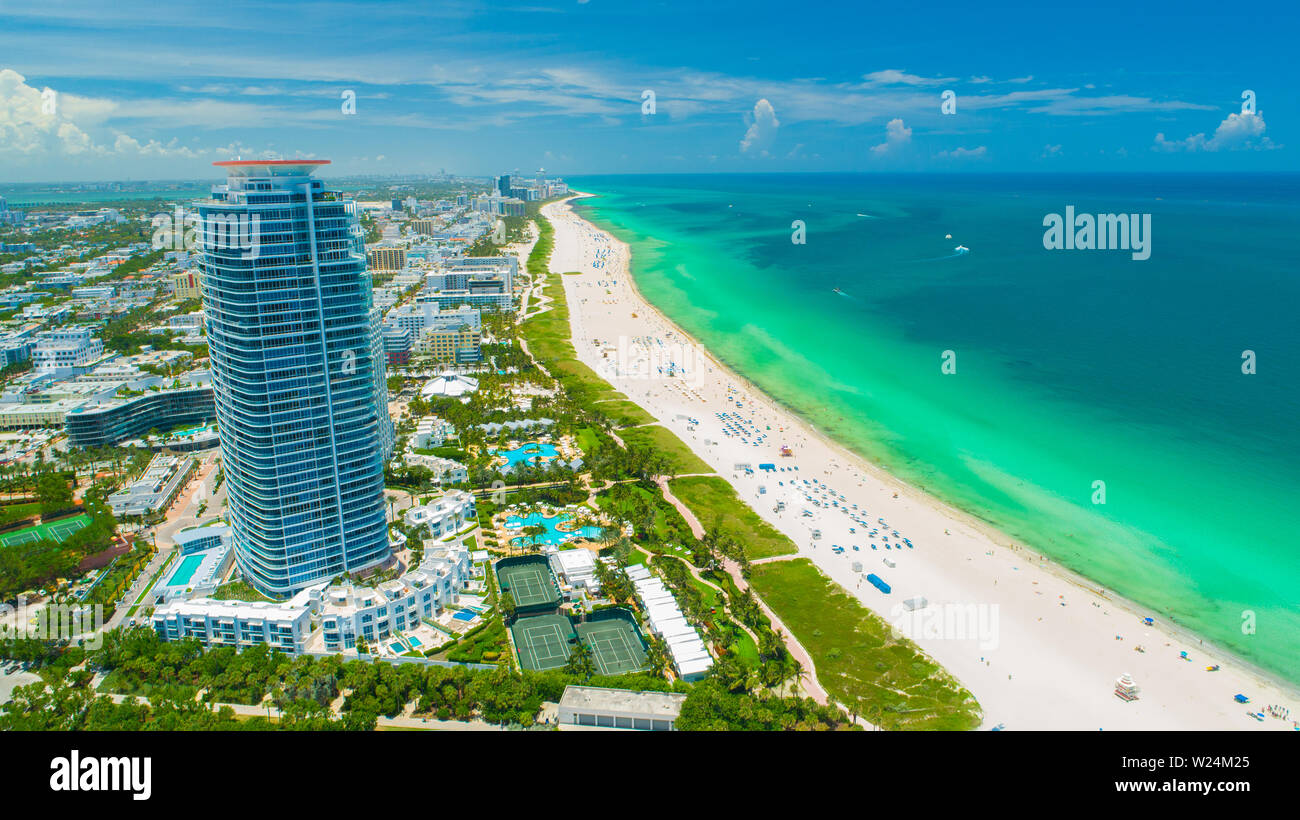 Vue aérienne ville Miami Beach. South Beach. La Floride. USA. Banque D'Images