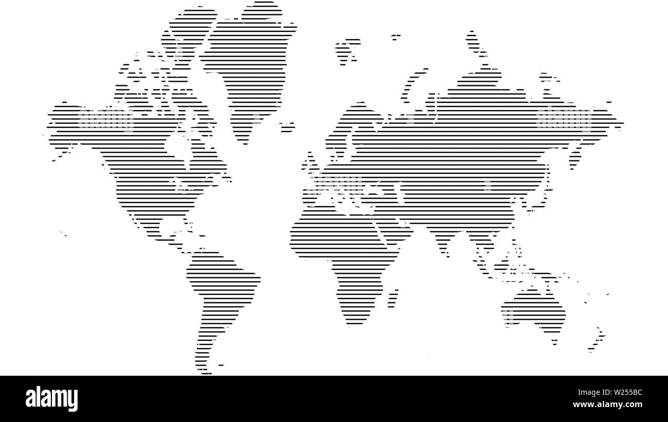 Carte du monde détaillée avec tous les pays et subcontinents. Illustration du globe carte avec motif formes géométriques imposées. Banque D'Images