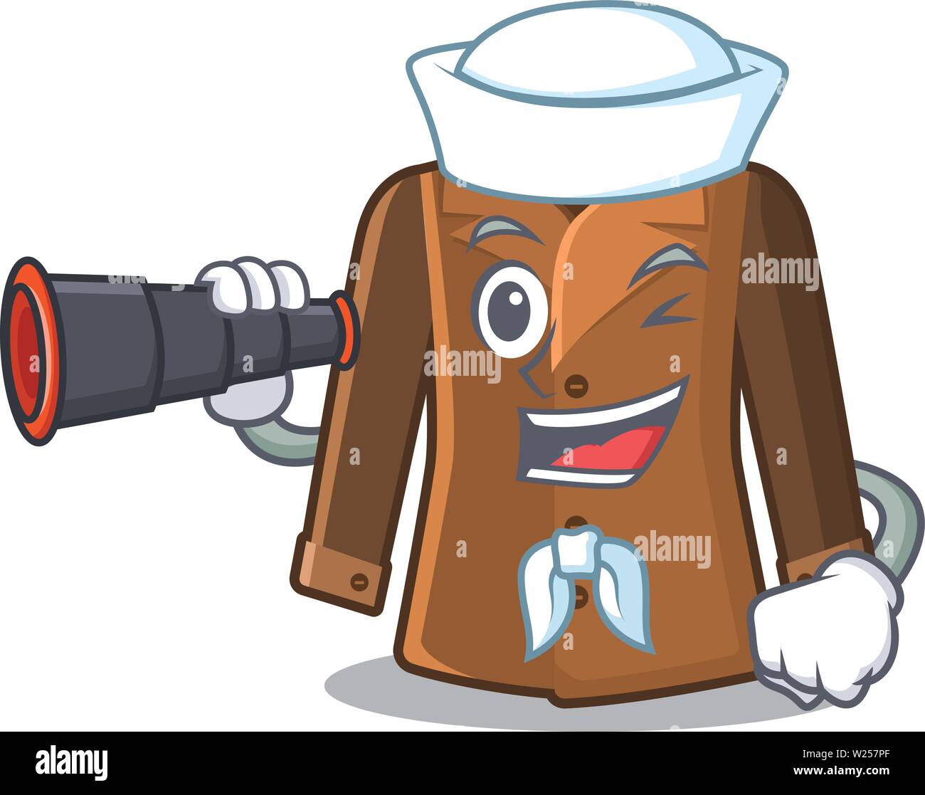 Marin avec manteau cartoon binoculaire conservés dans un placard Illustration de Vecteur