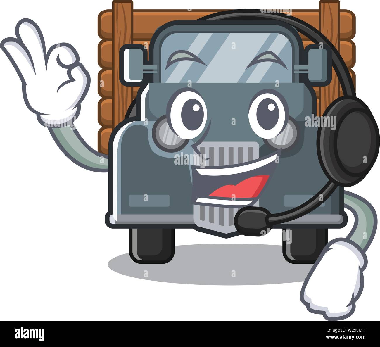 Avec pour casque vieux camion dans le caractère président Illustration de Vecteur