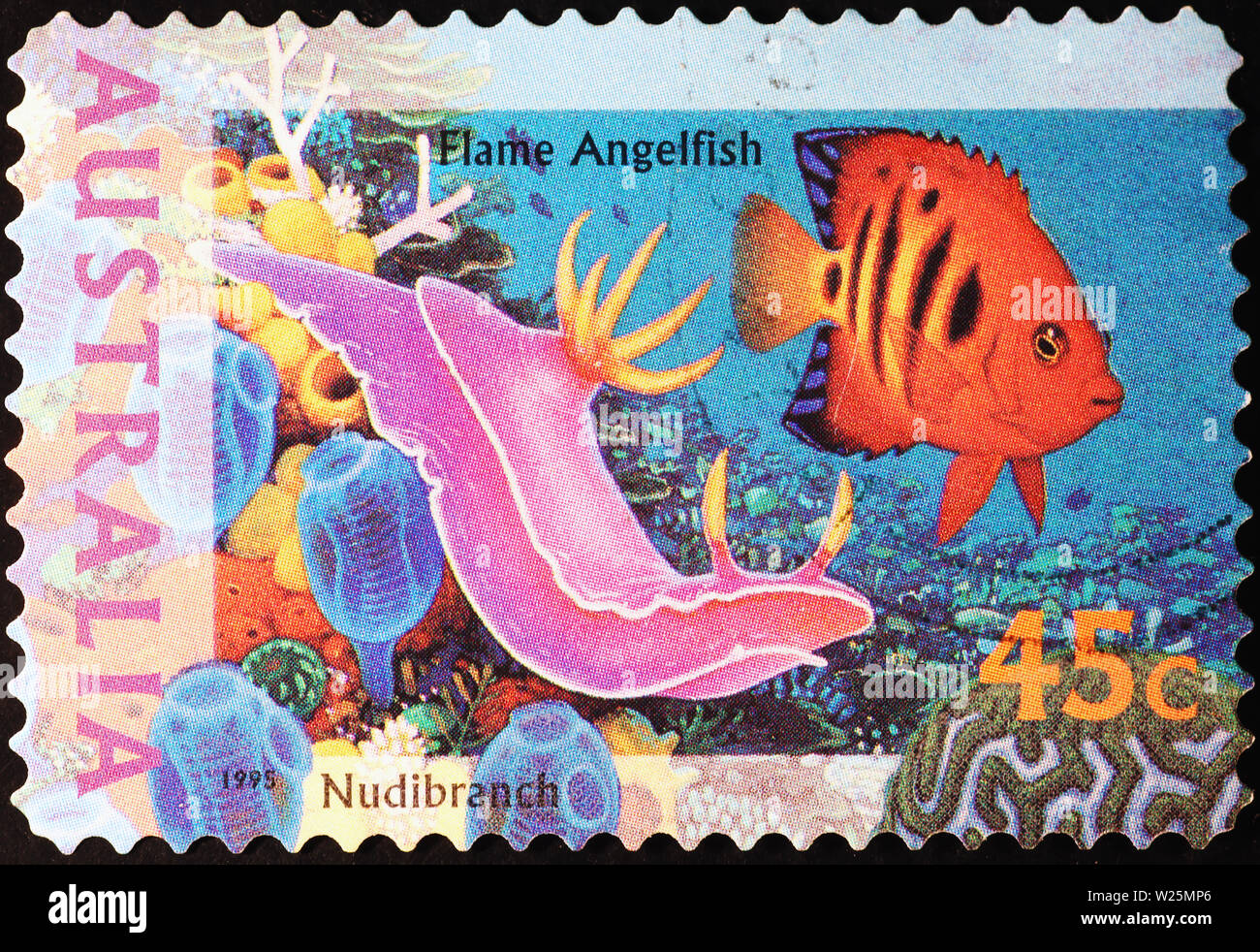 Vie de grande barrière de corail australienne sur stamp Banque D'Images