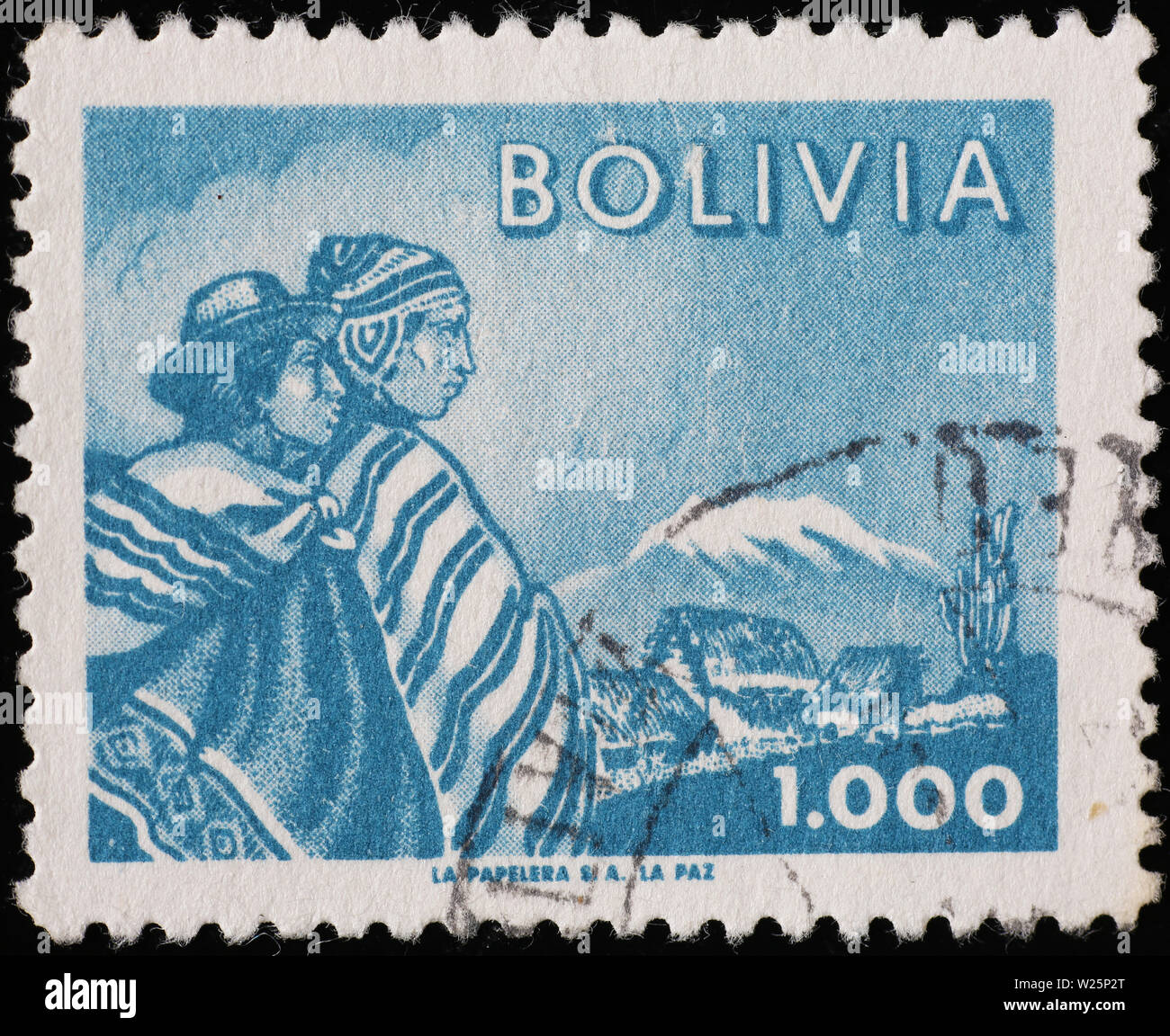 Peuple bolivien sur timbre vintage Banque D'Images