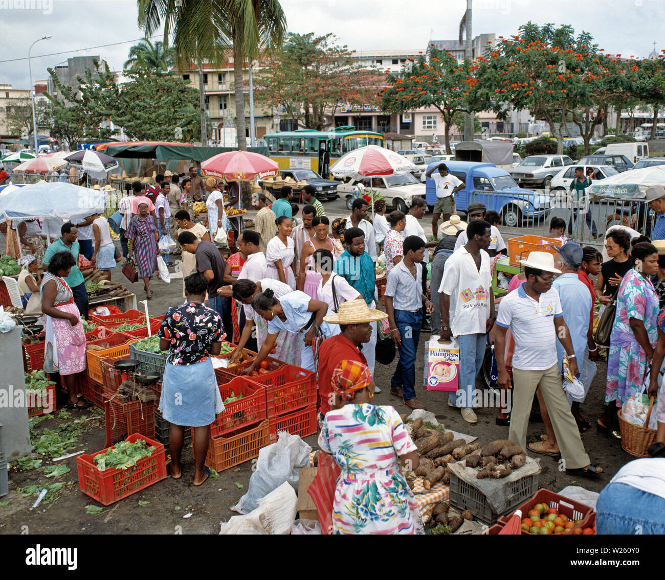 Des Caraïbes. La Guadeloupe. Point-à-Pitre marché. Banque D'Images
