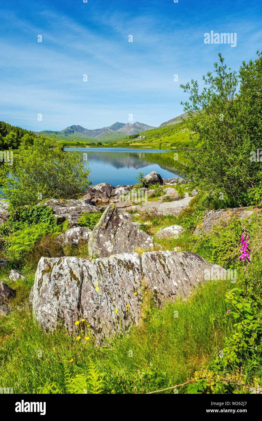 De Snowdon Llynnau Mymbyr près de Capel Curig Snowdonia dans le Nord du Pays de Galles, Banque D'Images