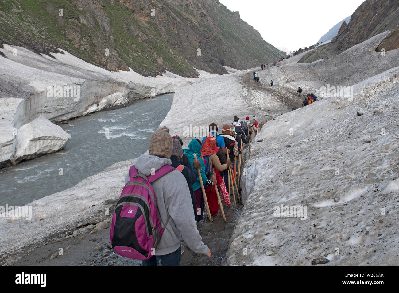 Amarnath Yatra, 2019, au Cachemire, en Inde, en Asie, en pèlerinage hindou Banque D'Images