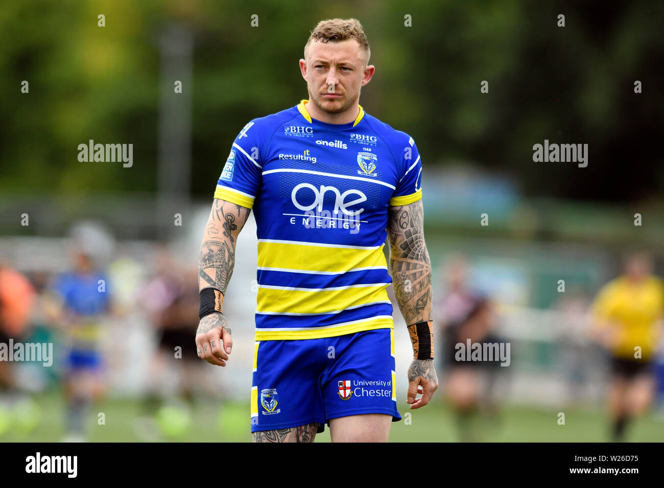 Terrain de sport, Trailfinders West Ealing, London, UK . 6 juillet 2019, Terrain de sport, Trailfinders West Ealing, Londres, Angleterre ; Super League Rugby, London Broncos contre Warrington Wolves ; Josh Charnley de Warrington Wolves : Action Crédit Plus Sport Images/Alamy Live News Banque D'Images
