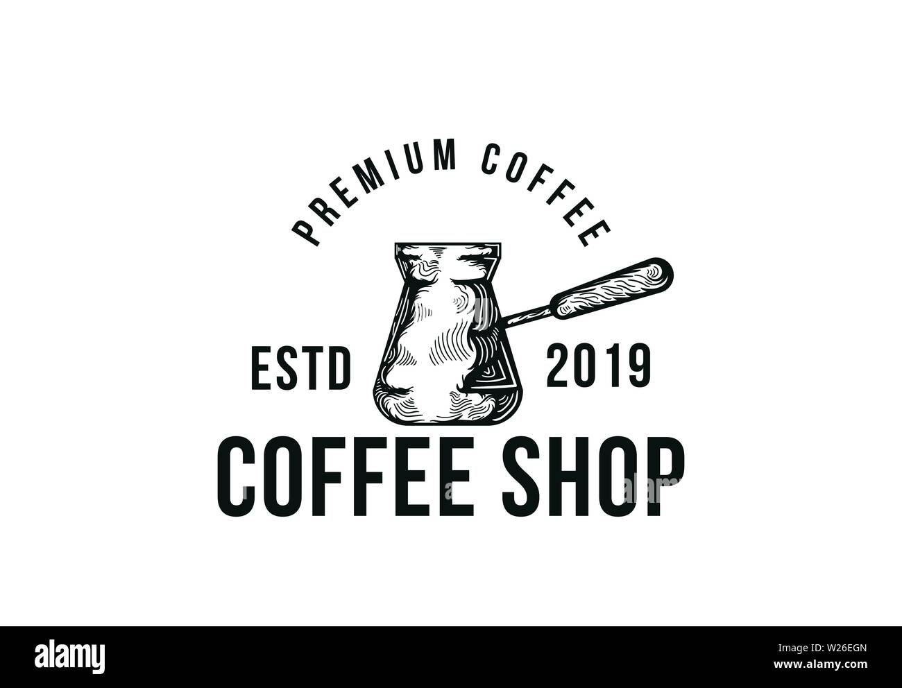 Équipements café café.Les outils. Illustration à la main, vintage logo café Illustration de Vecteur