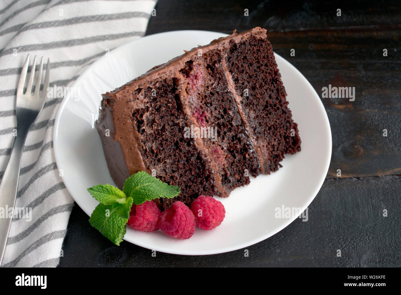Tranche de gâteau au chocolat Banque D'Images