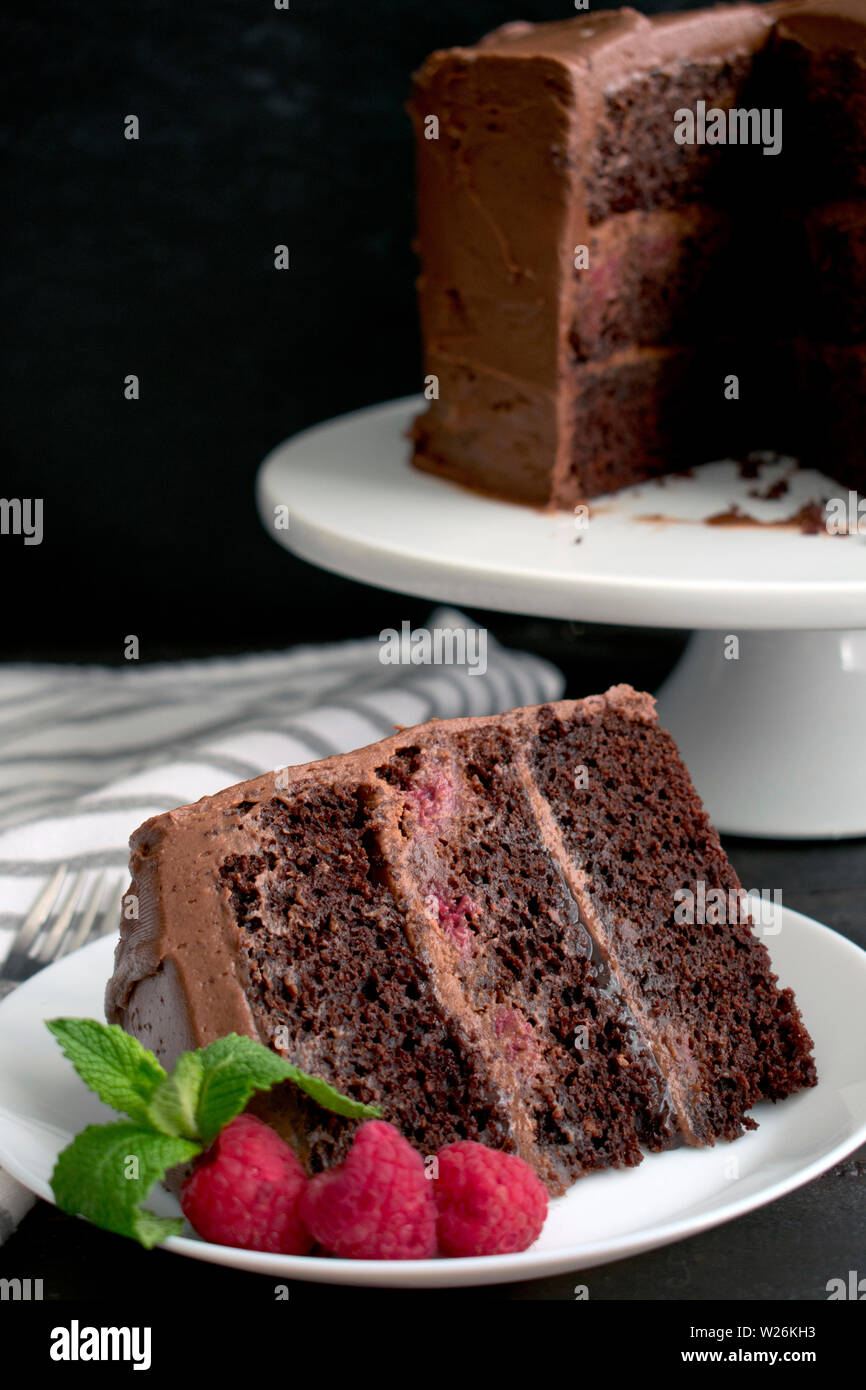 Tranche de gâteau au chocolat Banque D'Images