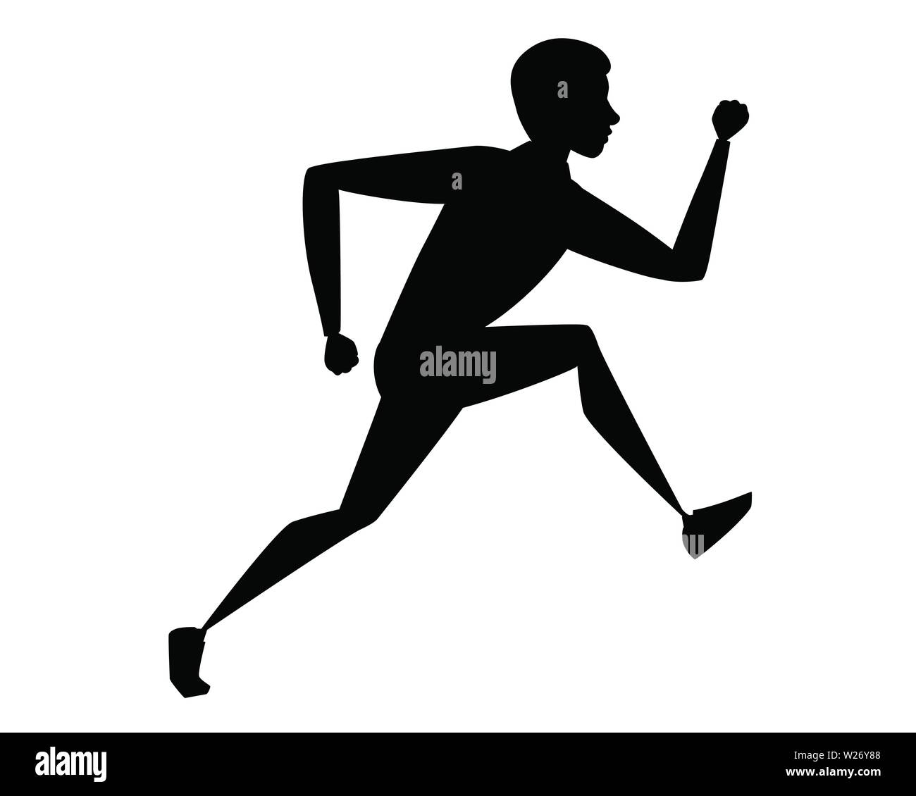 Silhouette noire businessman running cartoon character design télévision vector illustration isolé sur fond blanc. Illustration de Vecteur