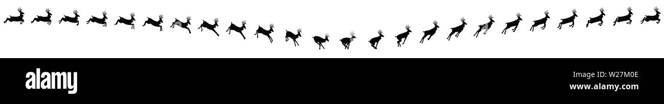 Séquence d'animation Deer Running et saut, silhouette vectorielle d'image-objet d'animation de boucle Illustration de Vecteur