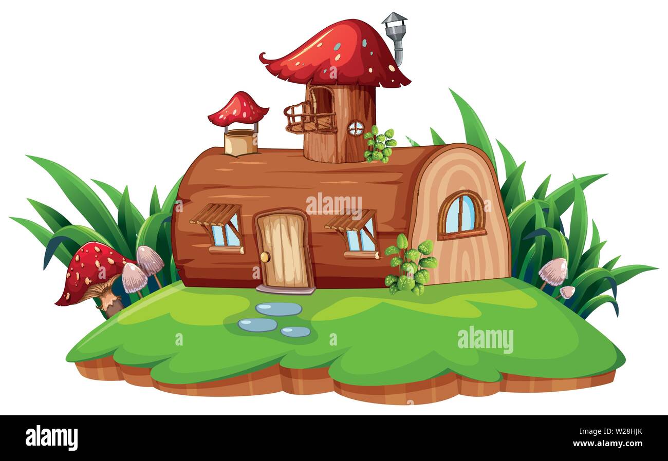 Une maison isolée fantasy illustration Illustration de Vecteur