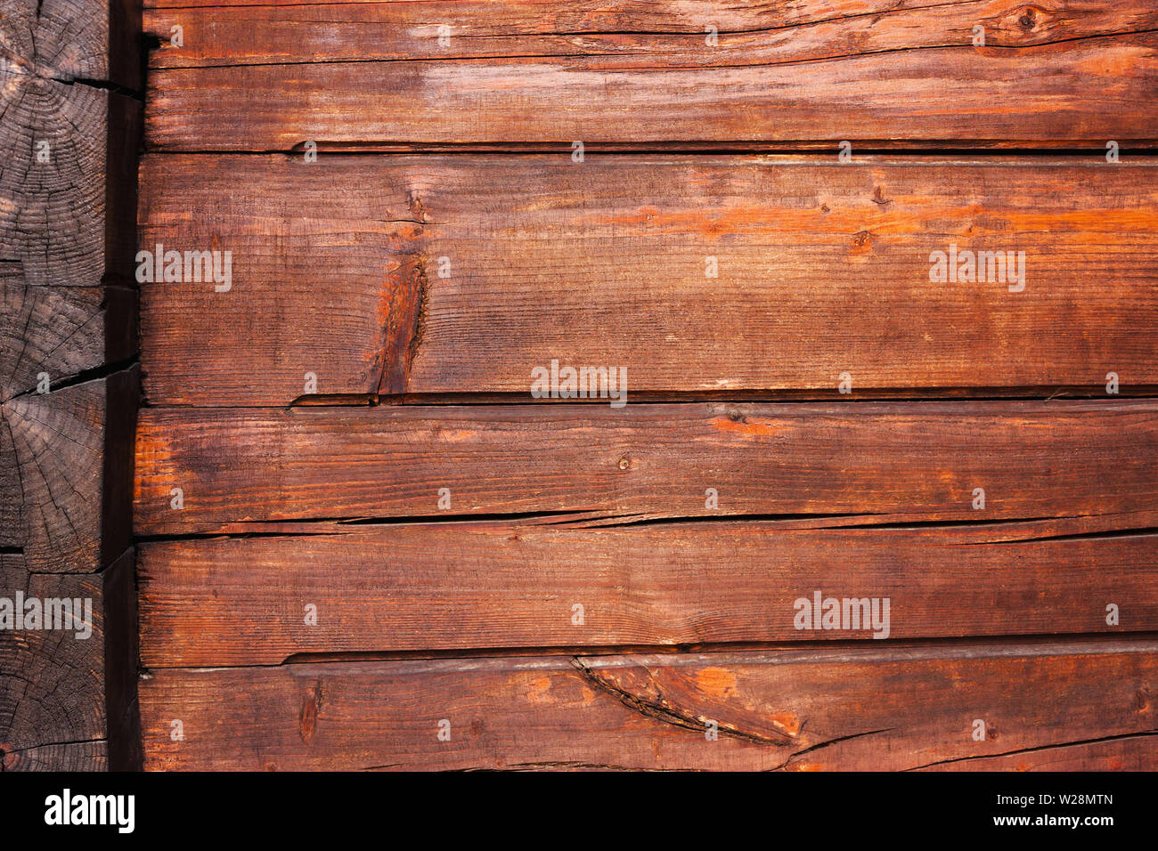 Fond brun en bois de chêne ancien. Style rustique. Planches horizontales Banque D'Images