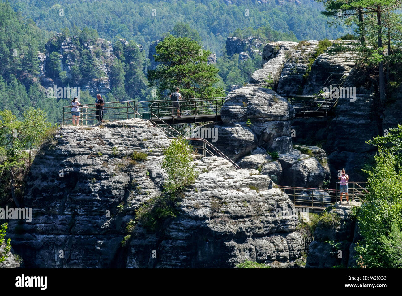 Magnifique paysage de rochers de grès d'Elbe en Suisse saxonne nationale Parc Allemagne nature Banque D'Images
