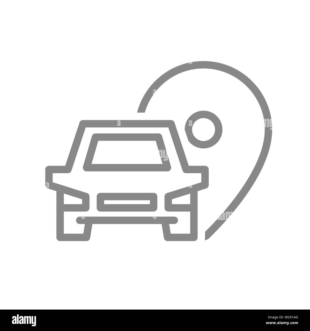 Location voiture broche avec l'icône de la ligne. Symbole et signe de stationnement Illustration de Vecteur