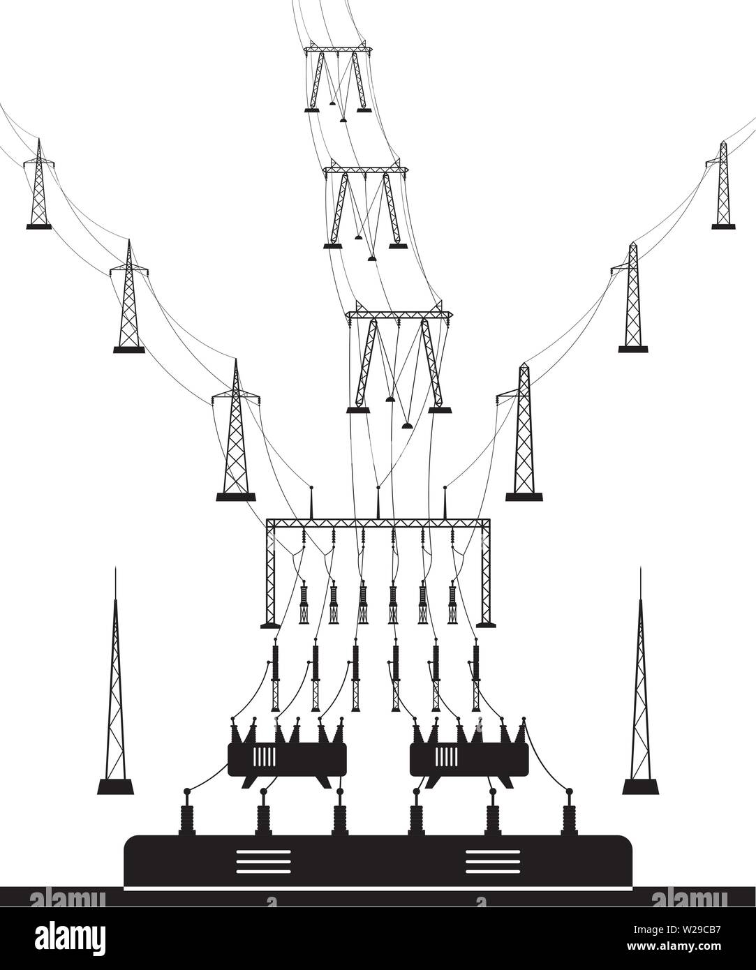 Sous-station électrique d'- vector illustration Illustration de Vecteur