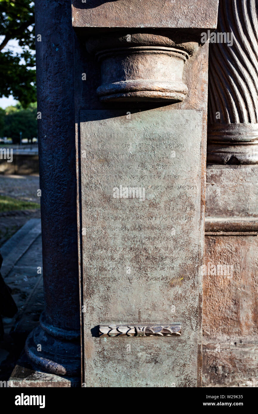 Monument de la sept Gottingen à Hanovre à la salle plénière au Leineschloss Banque D'Images