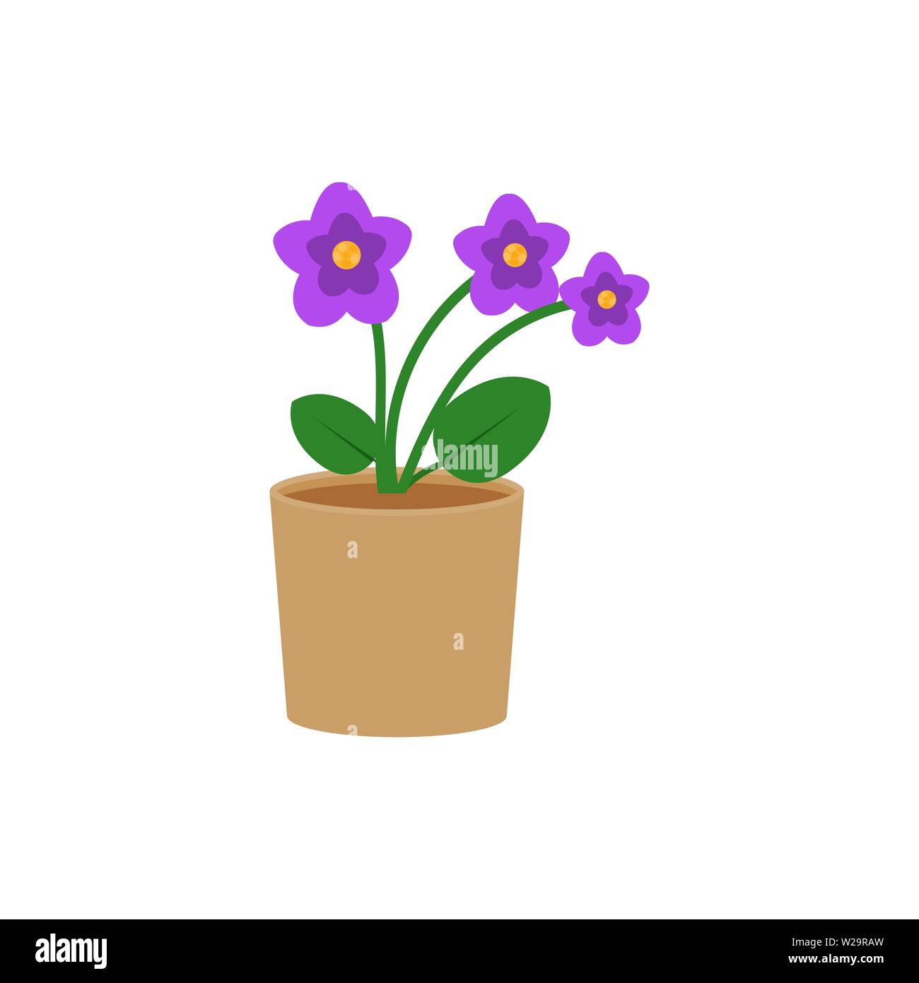 Fleur violette dans un pot télévision icône, plante d'intérieur, vecteur de  fleurs illustration isolé sur fond blanc Image Vectorielle Stock - Alamy