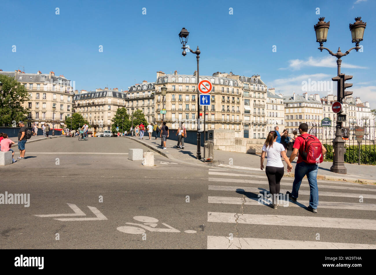 Pont St Louis pont, à l'Ile St Louis Paris, France. Banque D'Images