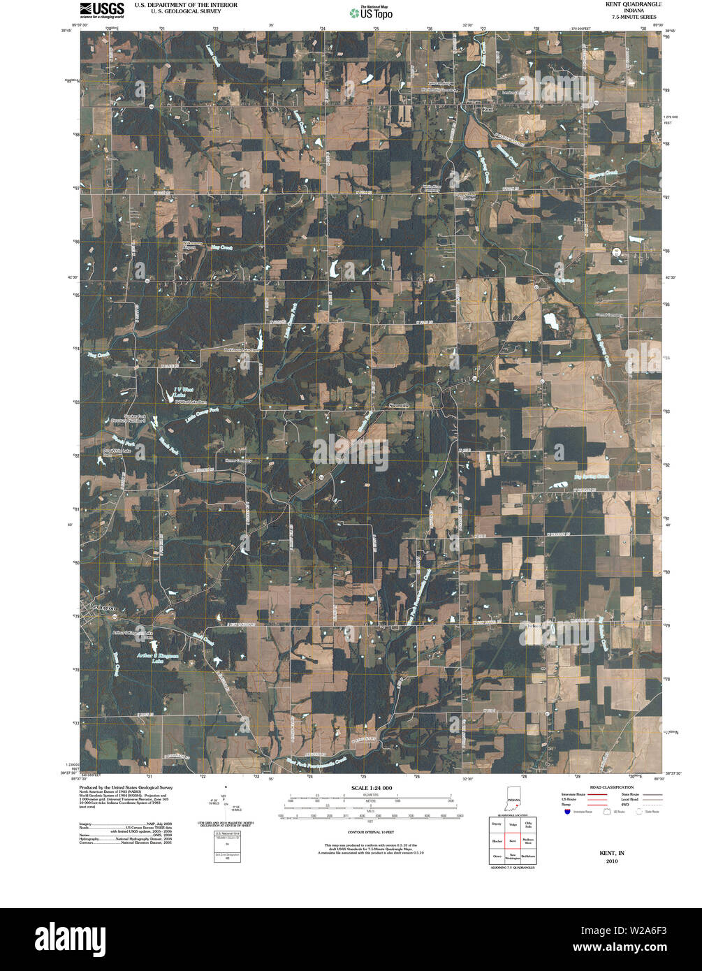Carte TOPO USGS Indiana dans Kent 20100512 Restauration TM Banque D'Images