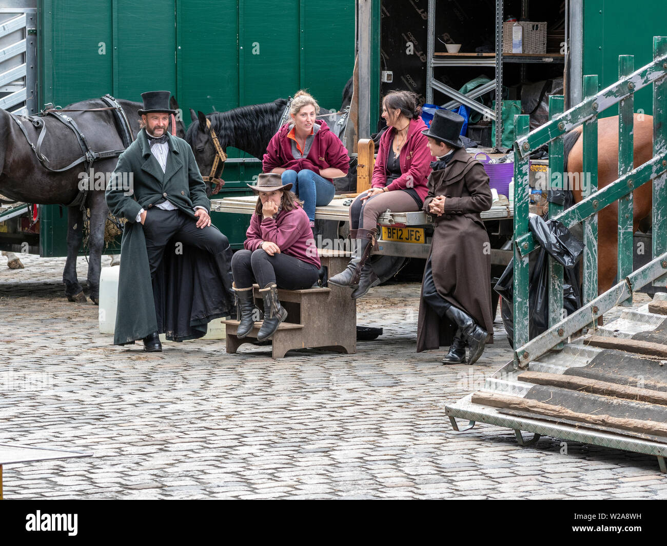 Tournage à Édimbourg de Belgravia, un prochain ITV période historique série télévisée basée sur le roman du même par Julian Fellowes. Banque D'Images