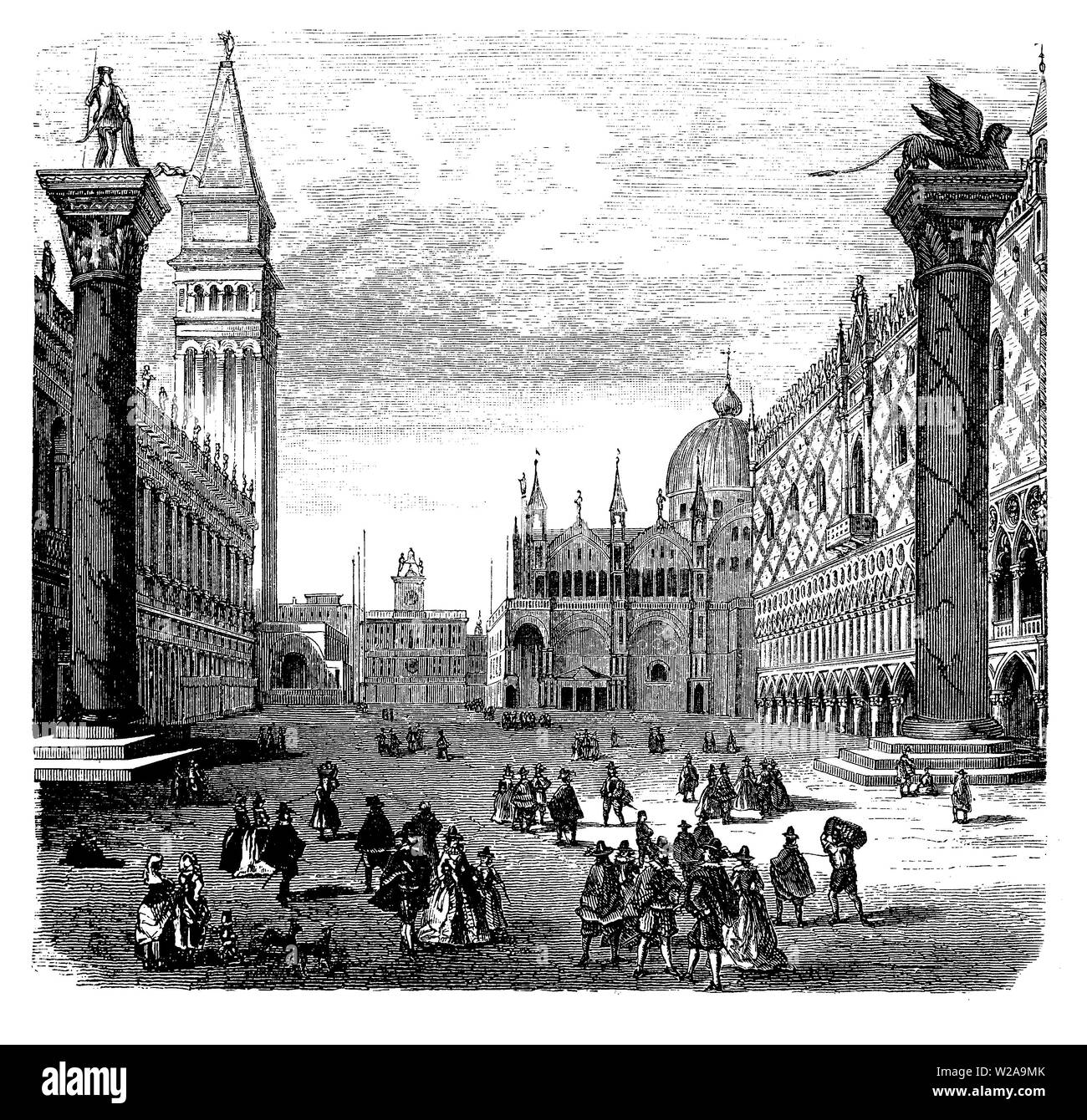 Moyen Âge avec Venise Palazzo Ducale et église Saint Mars et beffroi Banque D'Images