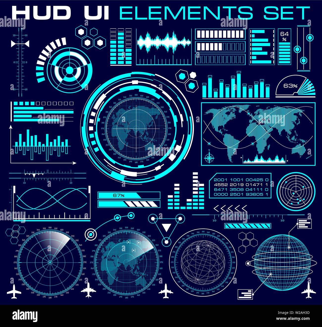 Ensemble de l'interface utilisateur graphique futuriste HUD Illustration de Vecteur