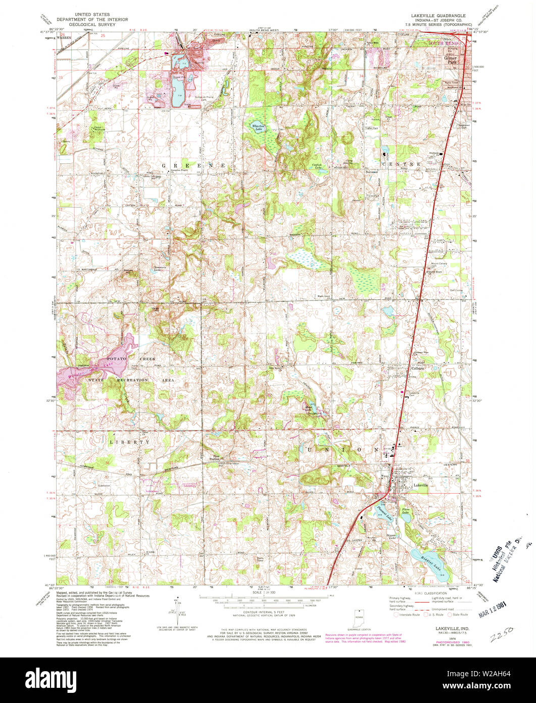 Carte TOPO USGS Indiana dans Lakeville 1570241974 Restauration 24000 Banque D'Images