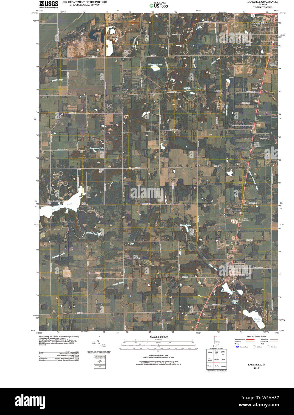 Carte TOPO USGS Indiana dans Lakeville 20100609 Restauration TM Banque D'Images
