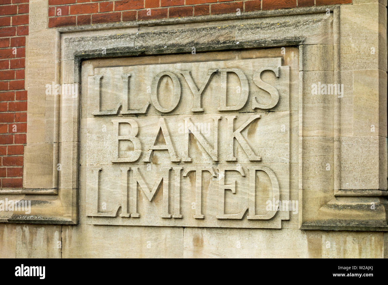 Plaque sur la Lloyds Bank Building, Ely, Cambridgeshire, Angleterre, RU Banque D'Images