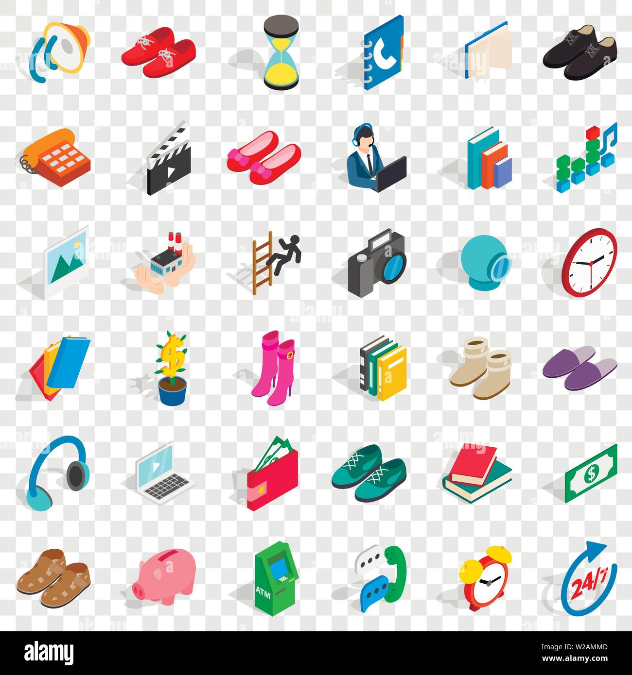 Holding icons set, style isométrique Illustration de Vecteur