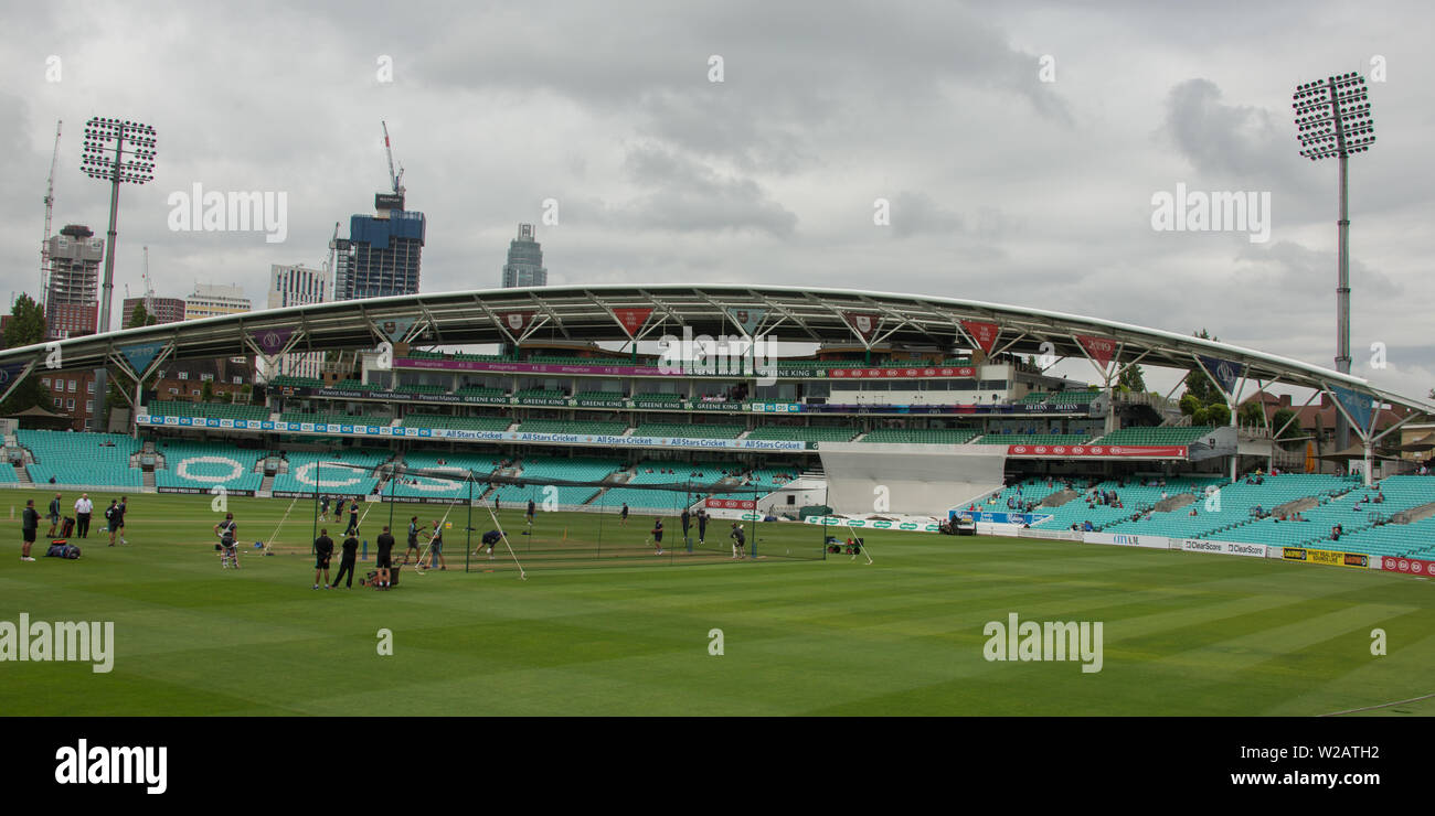 Londres, Royaume-Uni. 7 juillet, 2019. Le stand OCS avant le premier jour du Championnat du comté de Specsavers entre Surrey et Kent à la Kia Oval. David Rowe/Alamy Live News Banque D'Images