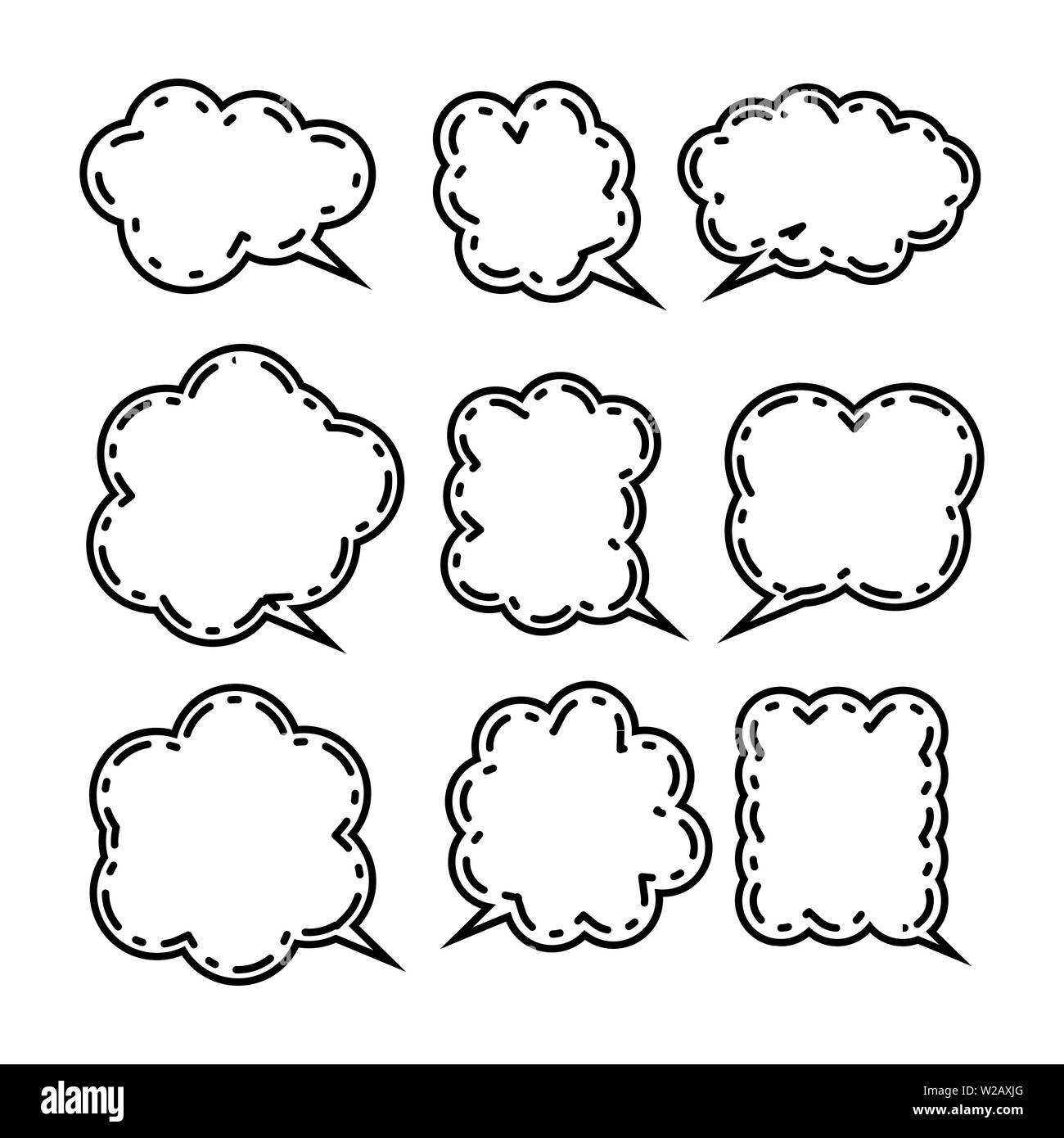 Jeu de bulles de bande dessinée. Illustration vectorielle, l'élément de style vintage, pop art style. Banque D'Images Jeu de bulles de bande dessinée. Illustration vectorielle, l'élément de style vintage, pop art style. Banque D'Images