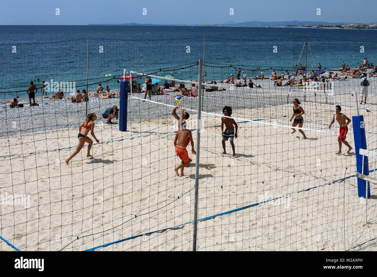 Beach Volley à Nice, France Banque D'Images