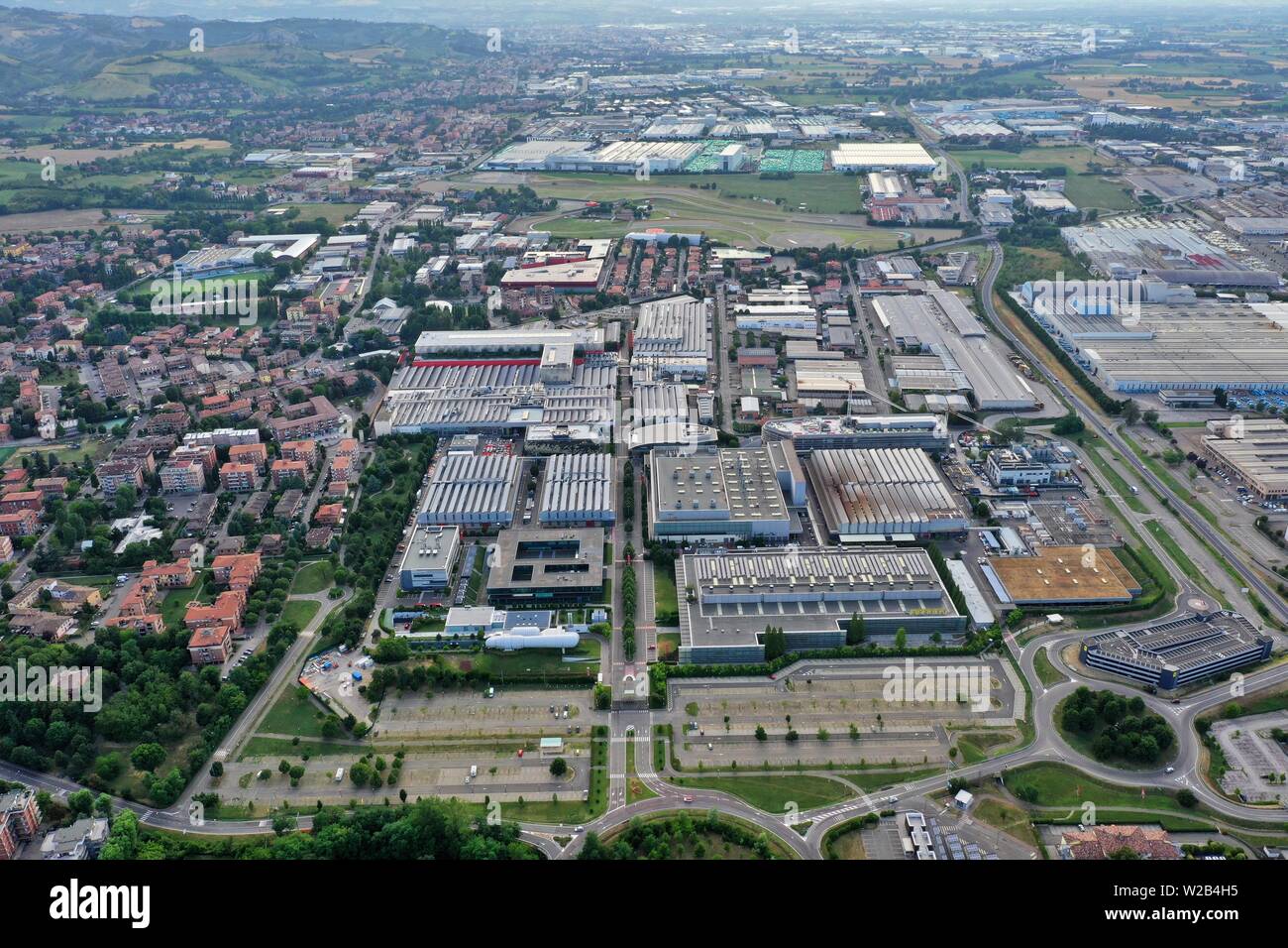 Maranello, Modena, Italie - vue aérienne du complexe de salles de Banque D'Images