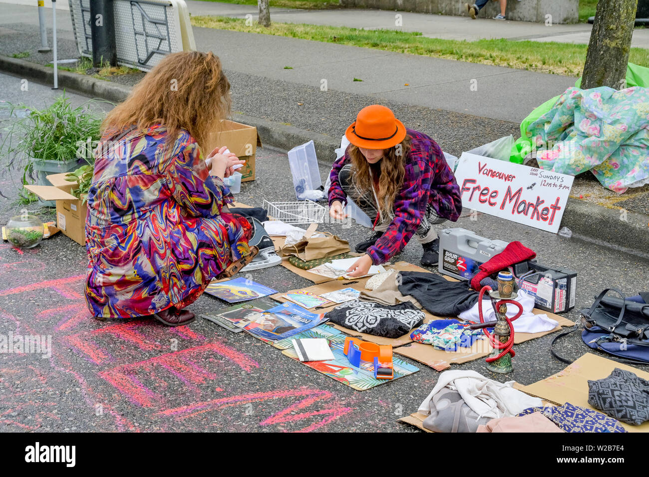 Marché libre, Grandview Park, Commercial Drive, Vancouver, British Columbia, Canada Banque D'Images