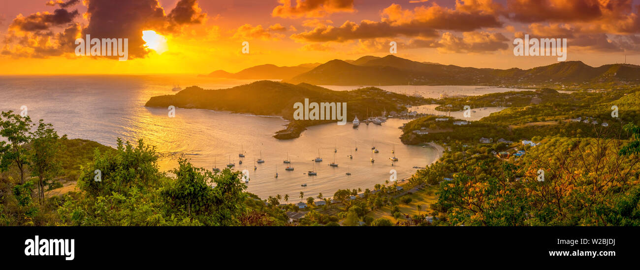 Caraïbes, Antigua, English Harbour de Shirley Heights, Coucher du Soleil Banque D'Images