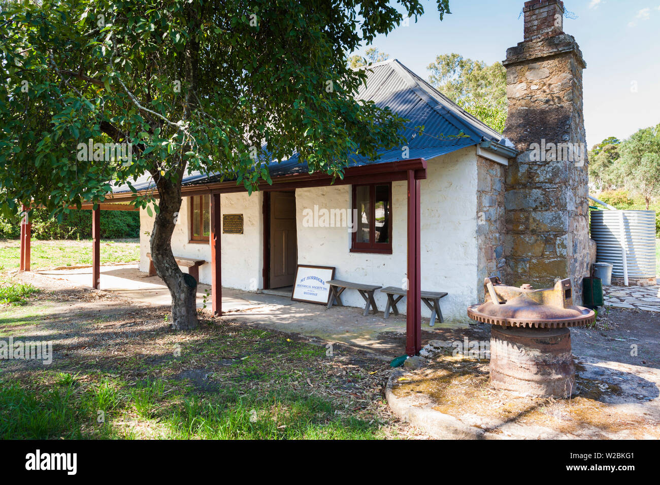 L'Australie, l'Australie du Sud, Clare Valley, Penwortham, John Horrock's Cottage, construit par salon pioneer en 1839, extérieur Banque D'Images