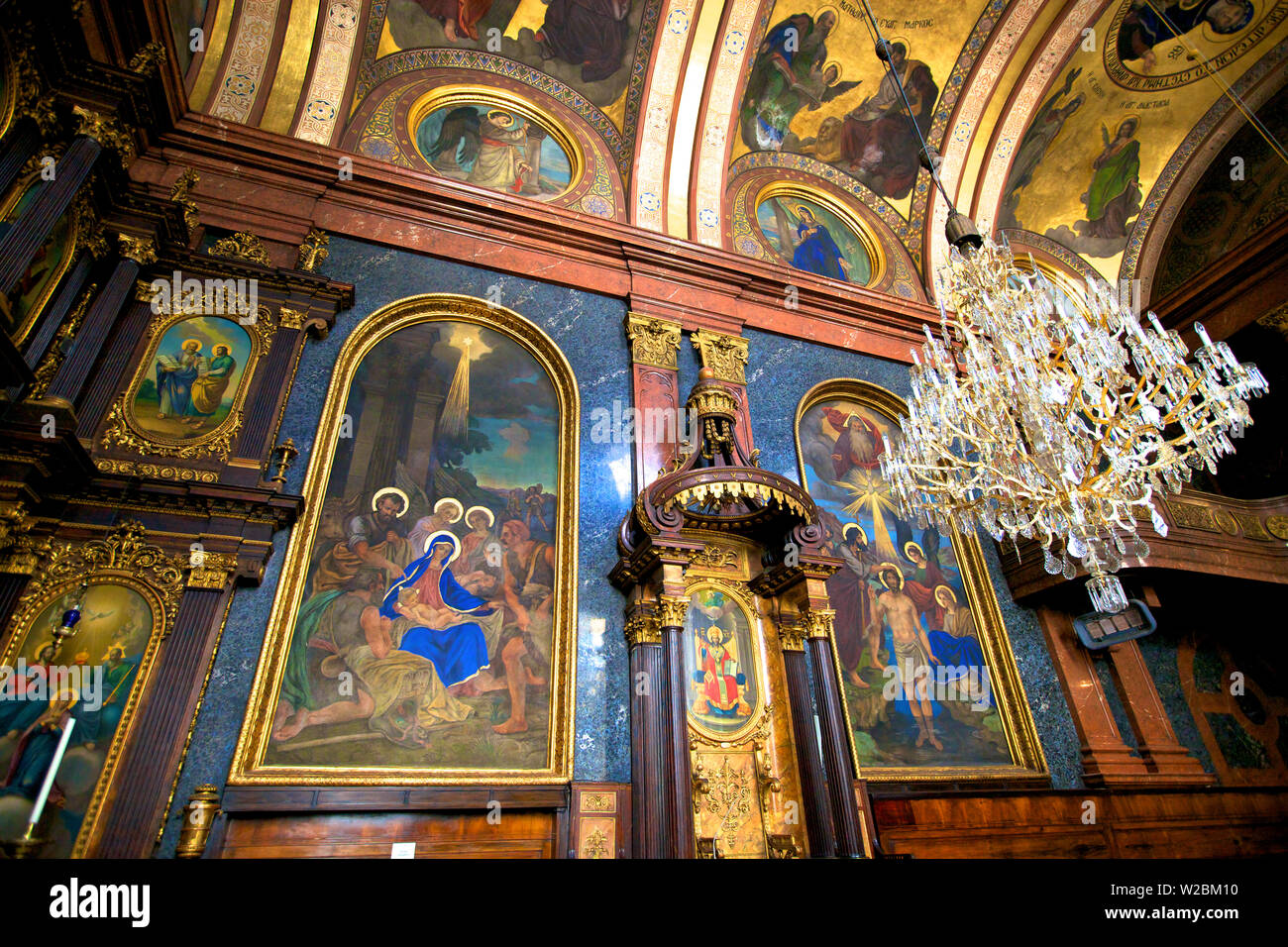 Intérieur de l'Église grecque orthodoxe de la Sainte Trinité, Vienne, Autriche, Europe Centrale Banque D'Images