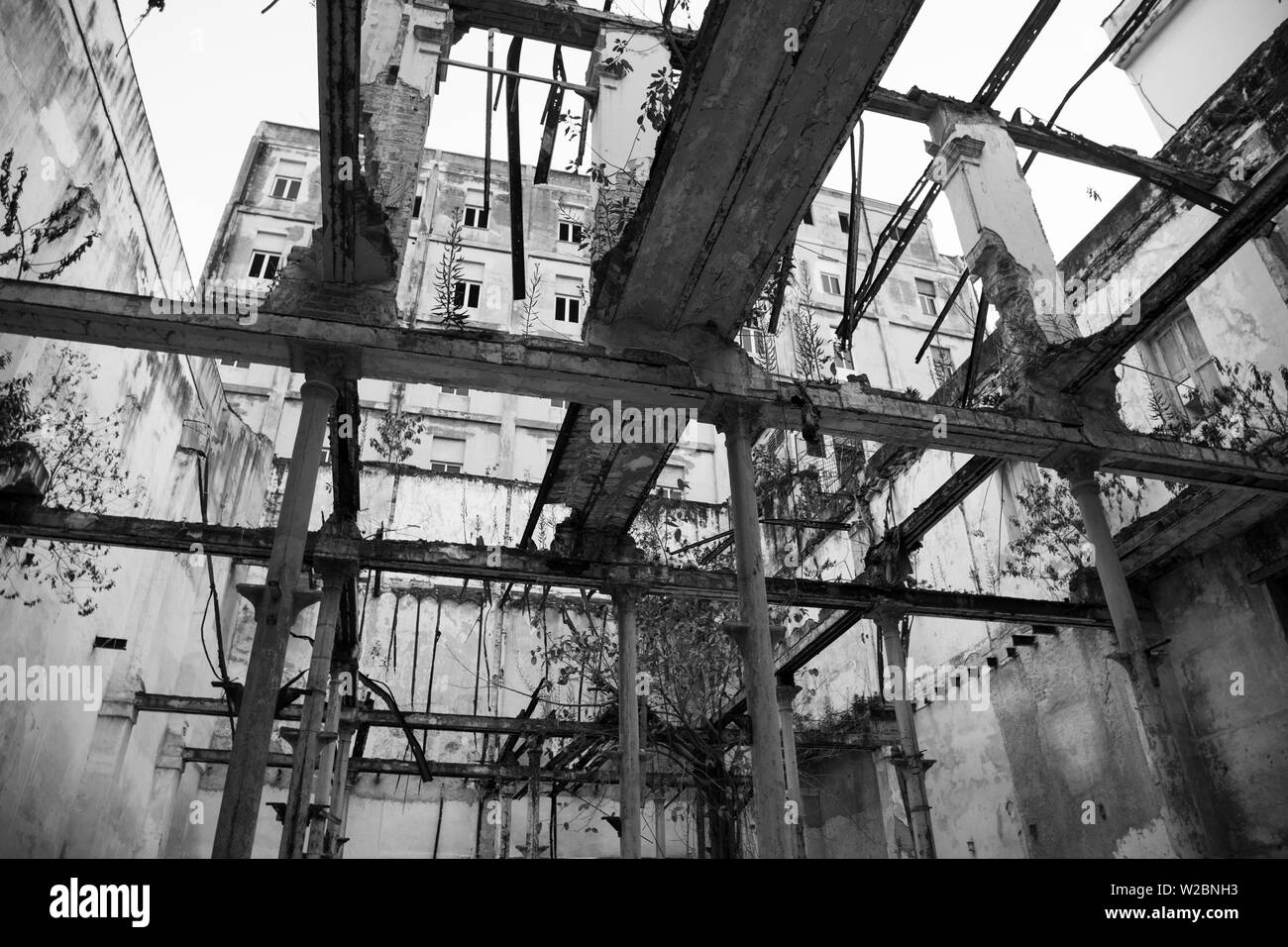 Coquille de bâtiment effondré dans Habana Vieja, La Havane, Cuba Banque D'Images