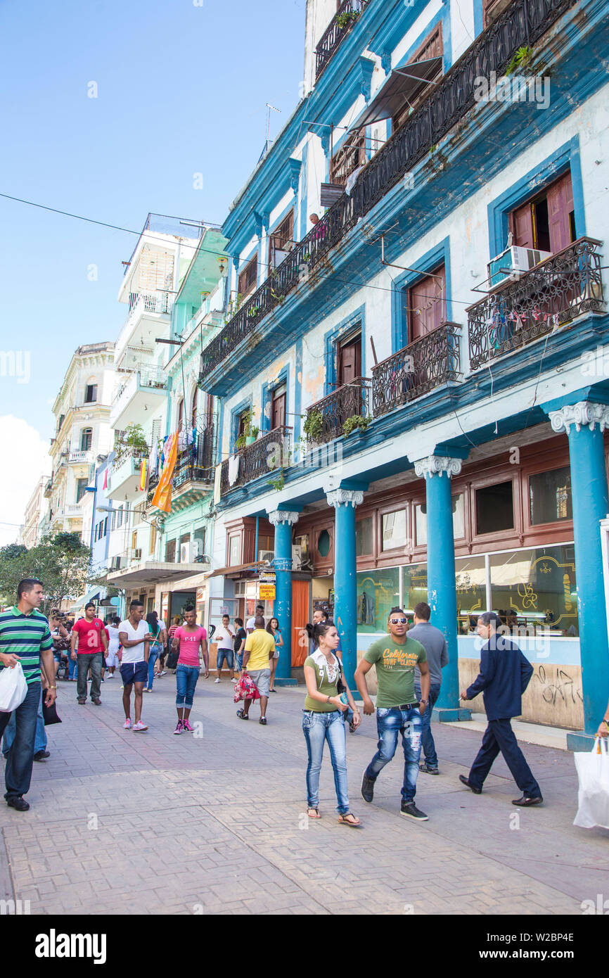 La rue piétonne de San Rafael, Centro Habana, La Havane, Cuba Banque D'Images