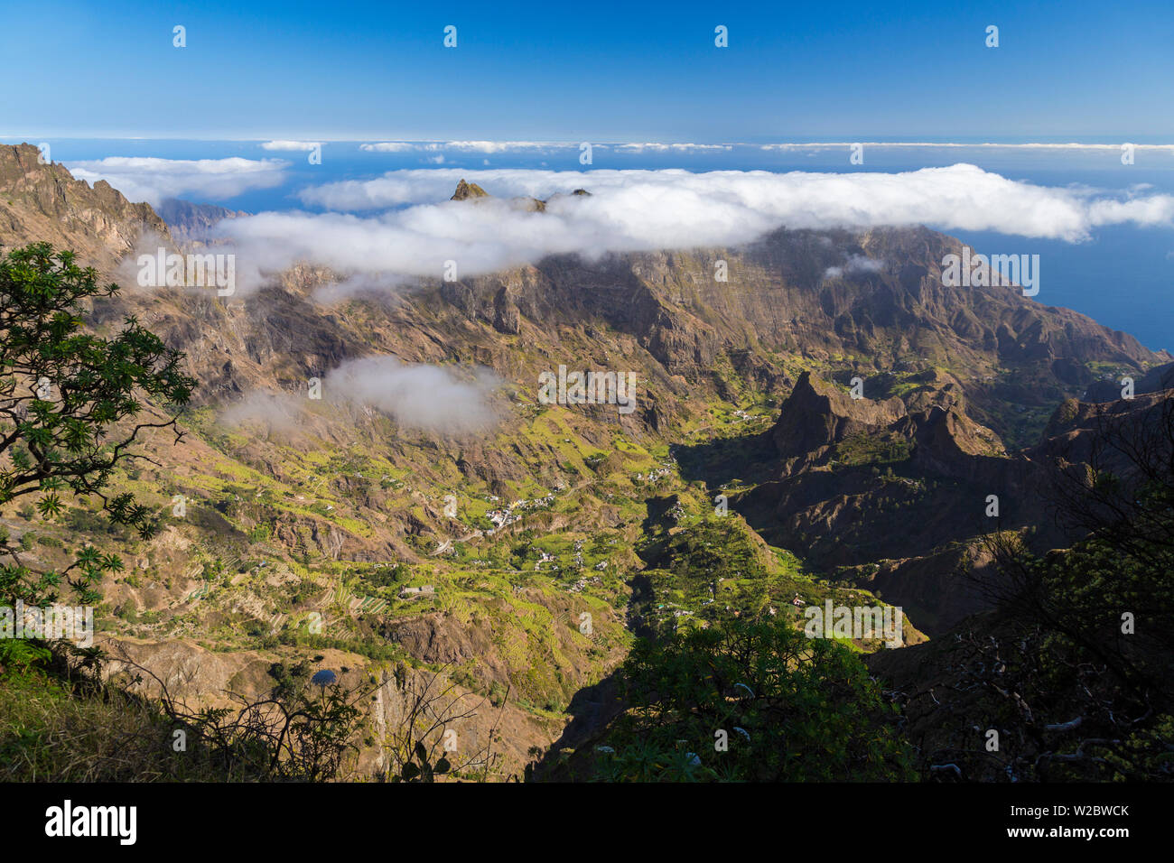 Vue sur la vallée, l'île de Santo Antao, Cap Vert Banque D'Images