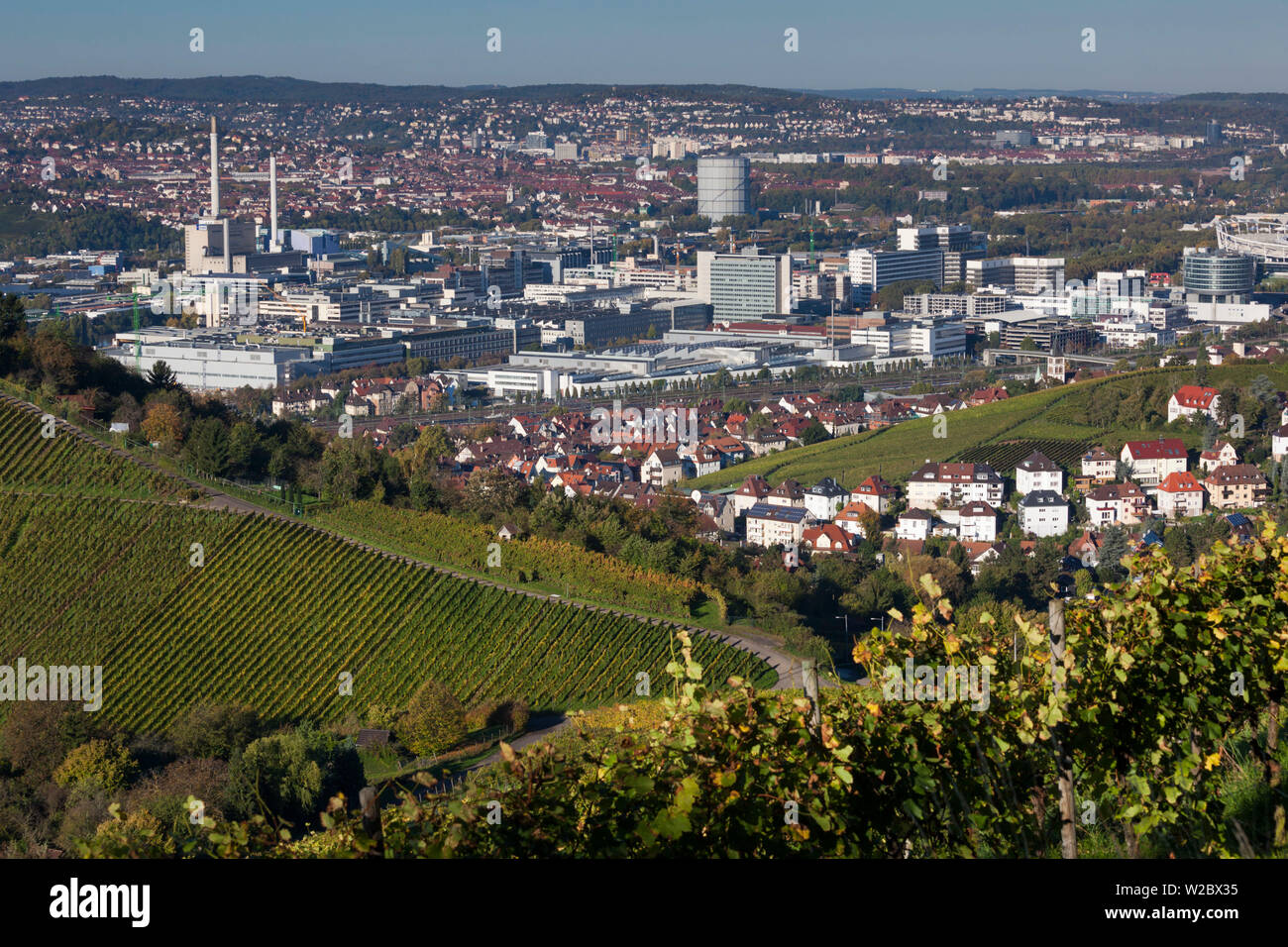 Allemagne, Baden-wurttemberg, Stuttgart-Unter-Turkheim, portrait de l'usine automobile Mercedes-Benz des vignobles de Uhlbach, automne Banque D'Images