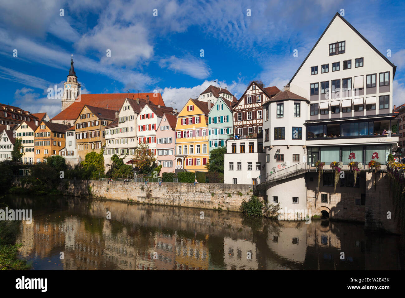 Allemagne, Baden-wurttemberg, Tubingen, vieille ville bâtiments le long du Neckar Banque D'Images