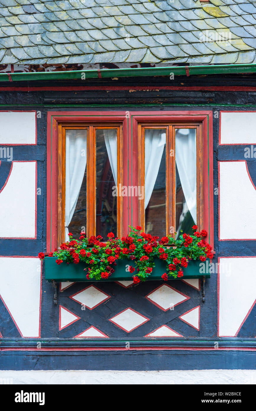 Allemagne, Rheinland-pfalz, Bacharach, bâtiment à colombages traditionnelle Banque D'Images