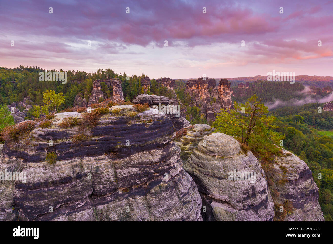 Bastei, le Parc National de la Suisse Saxonne, Saxe, Allemagne Banque D'Images